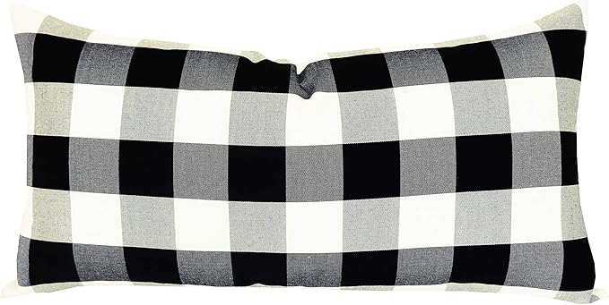 Slow Cow Black Checker Plaid Rectangular Pillow Cover Pillowcase Decorative by SLOW+COW