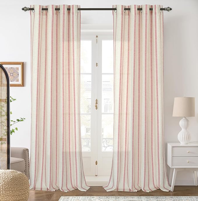 DriftAway Farmhouse Vertical Striped Linen Blend Textured Light Filtering Semi by DriftAway