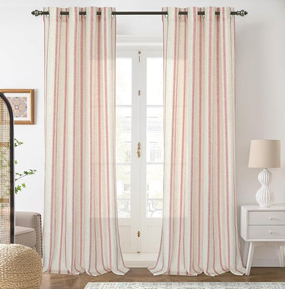 DriftAway Farmhouse Vertical Striped Linen Blend Textured Light Filtering Semi by DriftAway