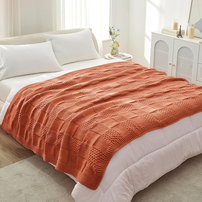 Amélie Home Checkered Chenille Knit Throw Blanket - Image 8