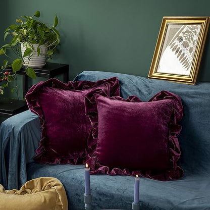 Velvet Throw Pillow Cover Soft Decorative Luxurious Solid Square Cushion Case by GLORYSEASON