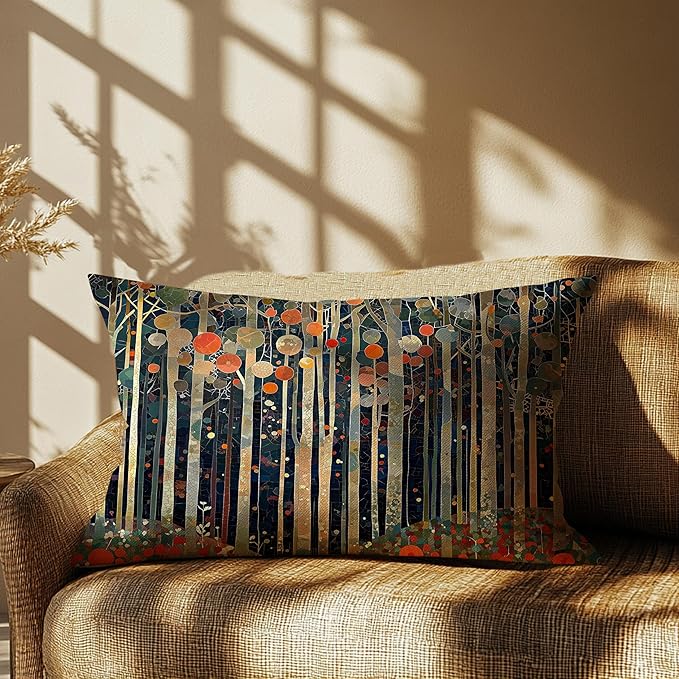 Rustic William Morris Inspired Autumn Forest Decor Pillow Covers 12x20 - Image 5
