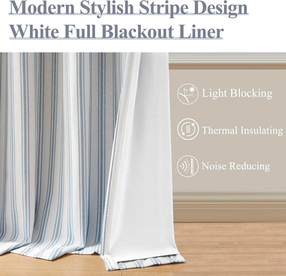 zjdecor 63 inch blue stripe full blackout window, close-up detail