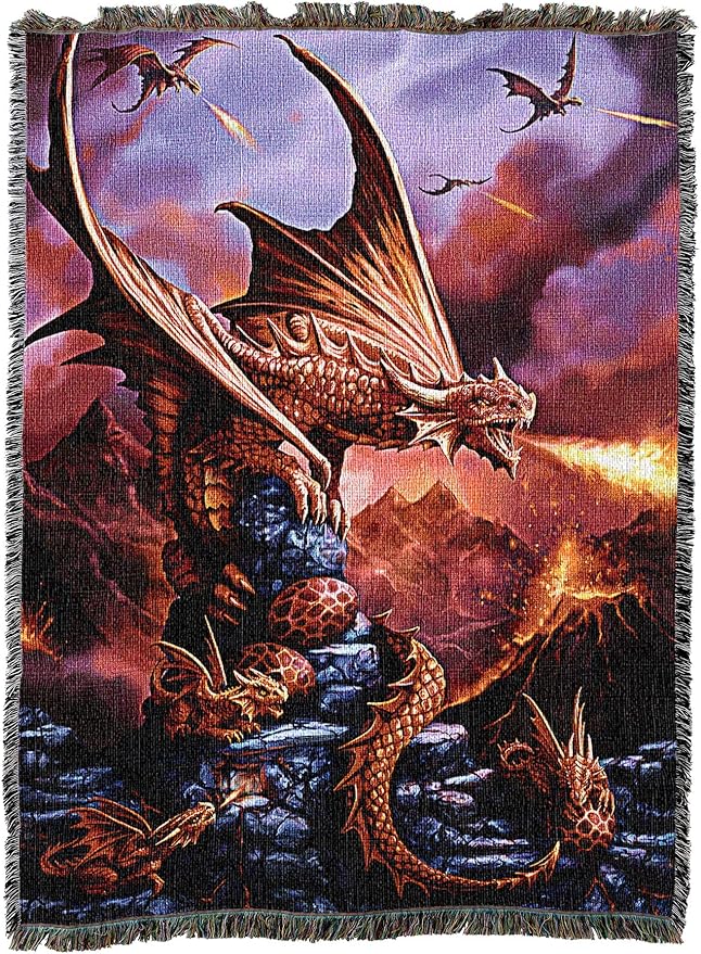 Pure Country Weavers Fire Dragon Woven Blanket by Anne Stokes - Image 2