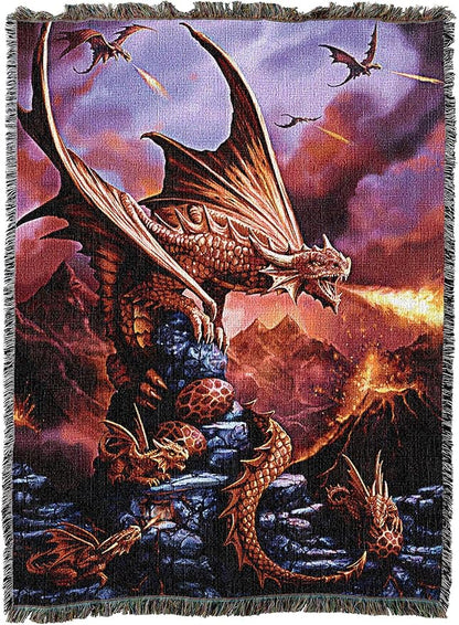 Pure Country Weavers Fire Dragon Woven Blanket by Anne Stokes - Image 2