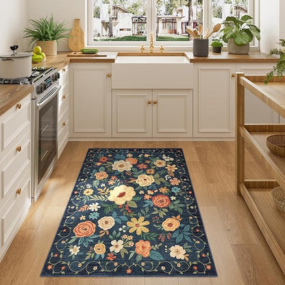 DUKINO 3x4 Area Rug, Lightweight Non Slip Washable Floral Rug, Indoor Low Pile - Image 3