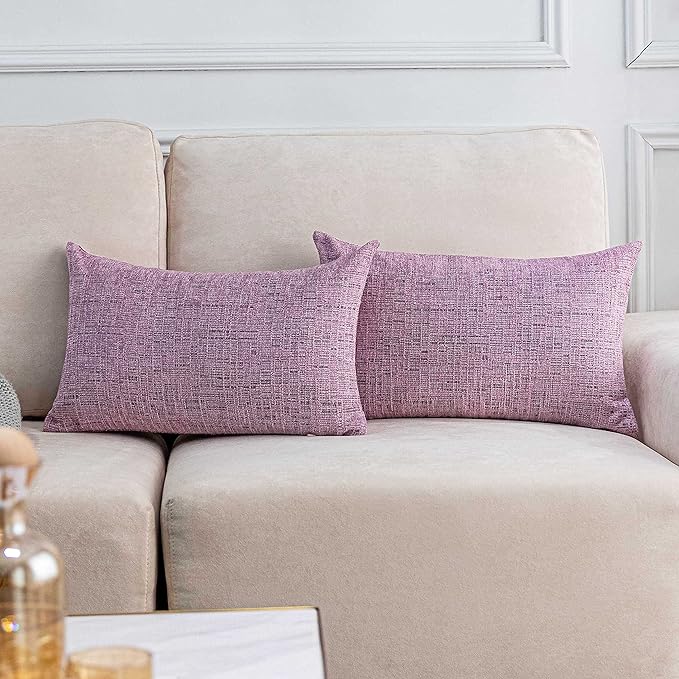 Home Brilliant Lumbar Pillow Cover 12x20 Chenille Plush Velvet Oblong by HomeBrilliant