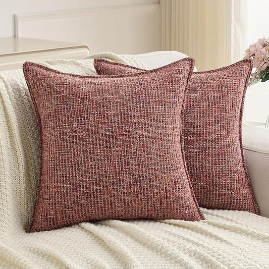 FUTEI Burgundy Decorative Throw Pillow Covers 18x18 Inch Set of 2, Soft by FUTEI