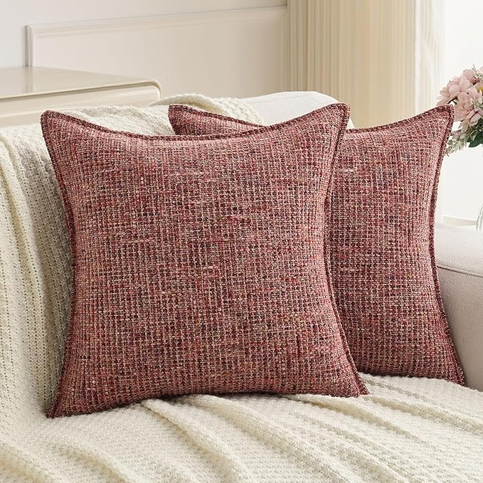 FUTEI Burgundy Decorative Throw Pillow Covers 20x20 Inch Set of 2, Soft by FUTEI