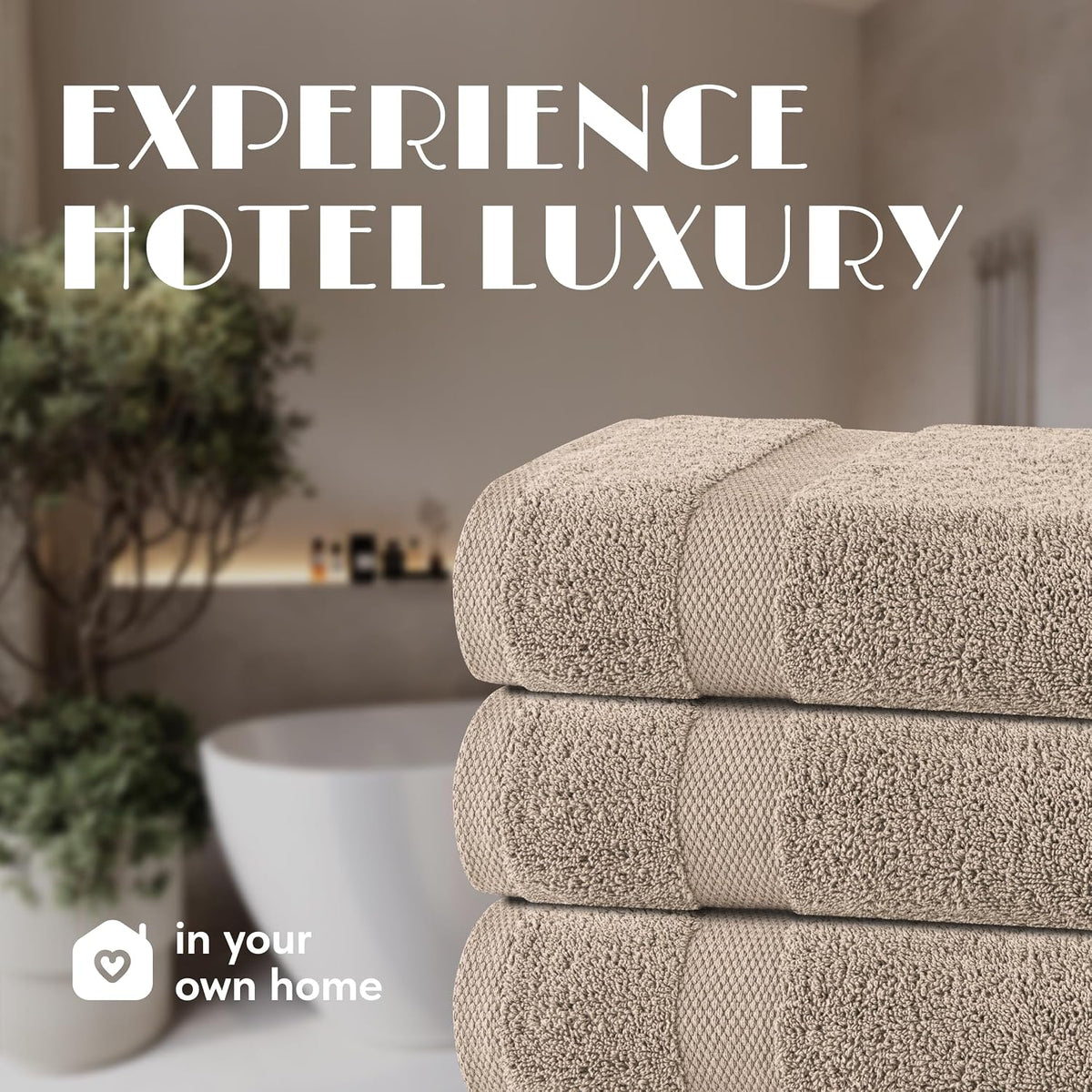 wealuxe taupe bath towels 24x50 - 6 pack on a desk or shelf
