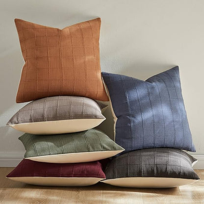 ZeeMart Linen Checked Lumbar Throw Pillow Covers Set of 2, 12x20 Inch - Image 6