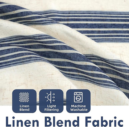 DriftAway Farmhouse Vertical Striped Linen Blend Textured Light Filtering Semi - Image 2
