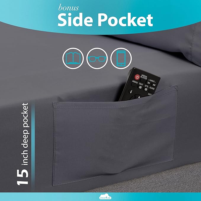 DREAMCARE Twin XL Sheet Sets – 3pcs Cooling Sheets – up to 15” Deep Pocket Twin - Image 3