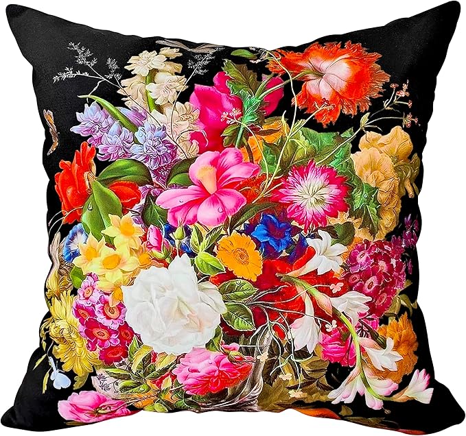 Elegant Velvet Floral Pillow Cover Double Sides Handmake Big Size Flower by whooplaArt
