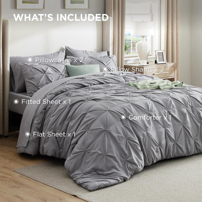 bedsure 7-piece full size comforter sets & sheets, view 9