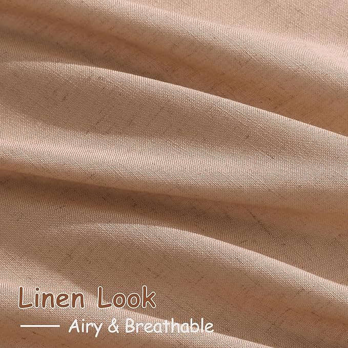 Extra Long Peach Linen Curtains 120 Inch - Image 3