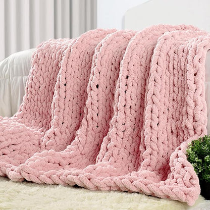 Carriediosa Chunky Knit Throw Blanket 60" X 80" Twin, 100% Hand Made Large by Carriediosa