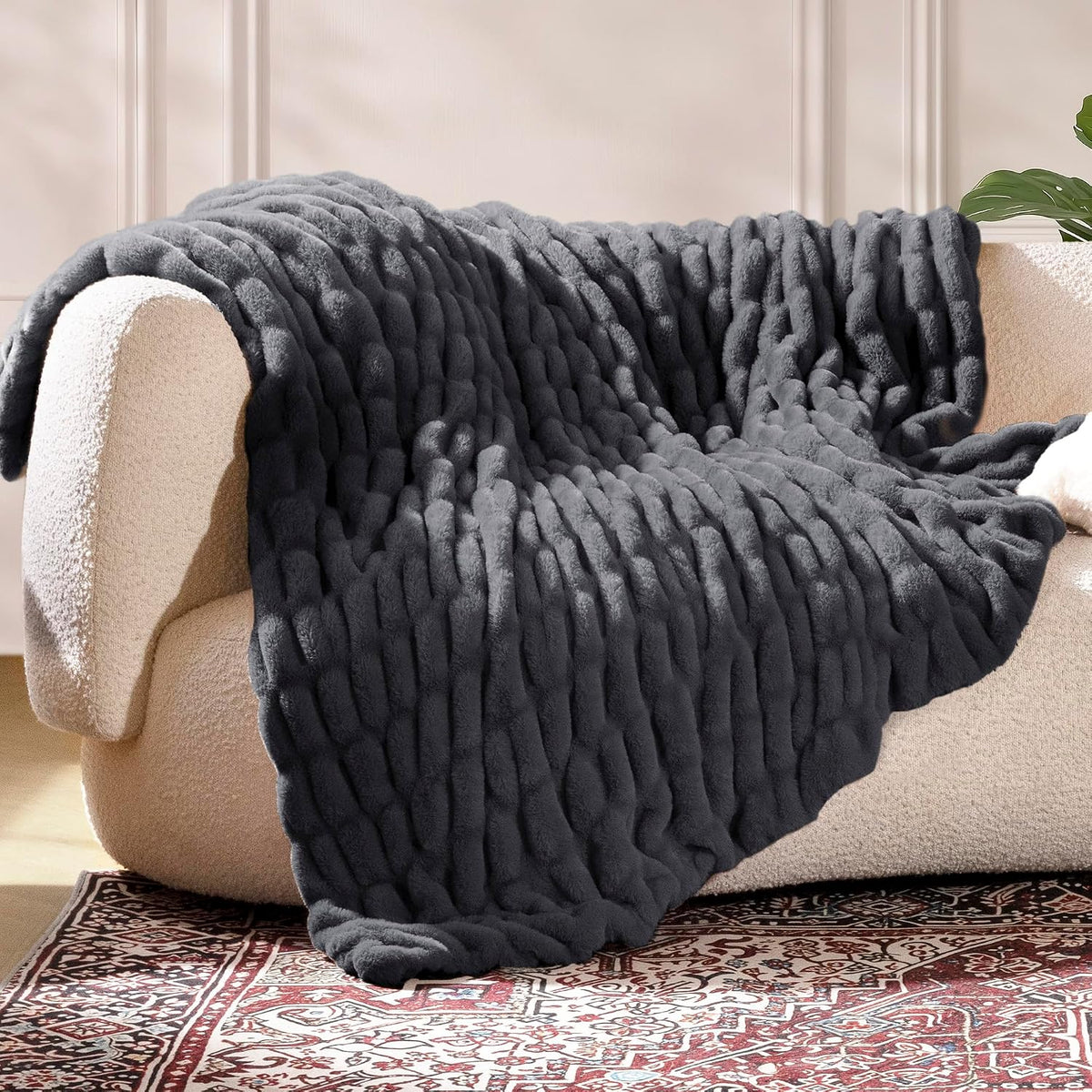 double-sided faux fur throw blanket, 1000 gsm ultra, main product view