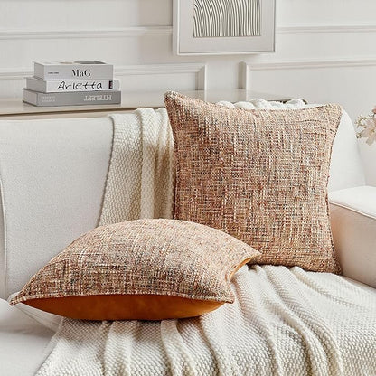 FUTEI Rust Decorative Throw Pillow Covers 20x20 Inch Set of 2, Soft Chenille - Image 4