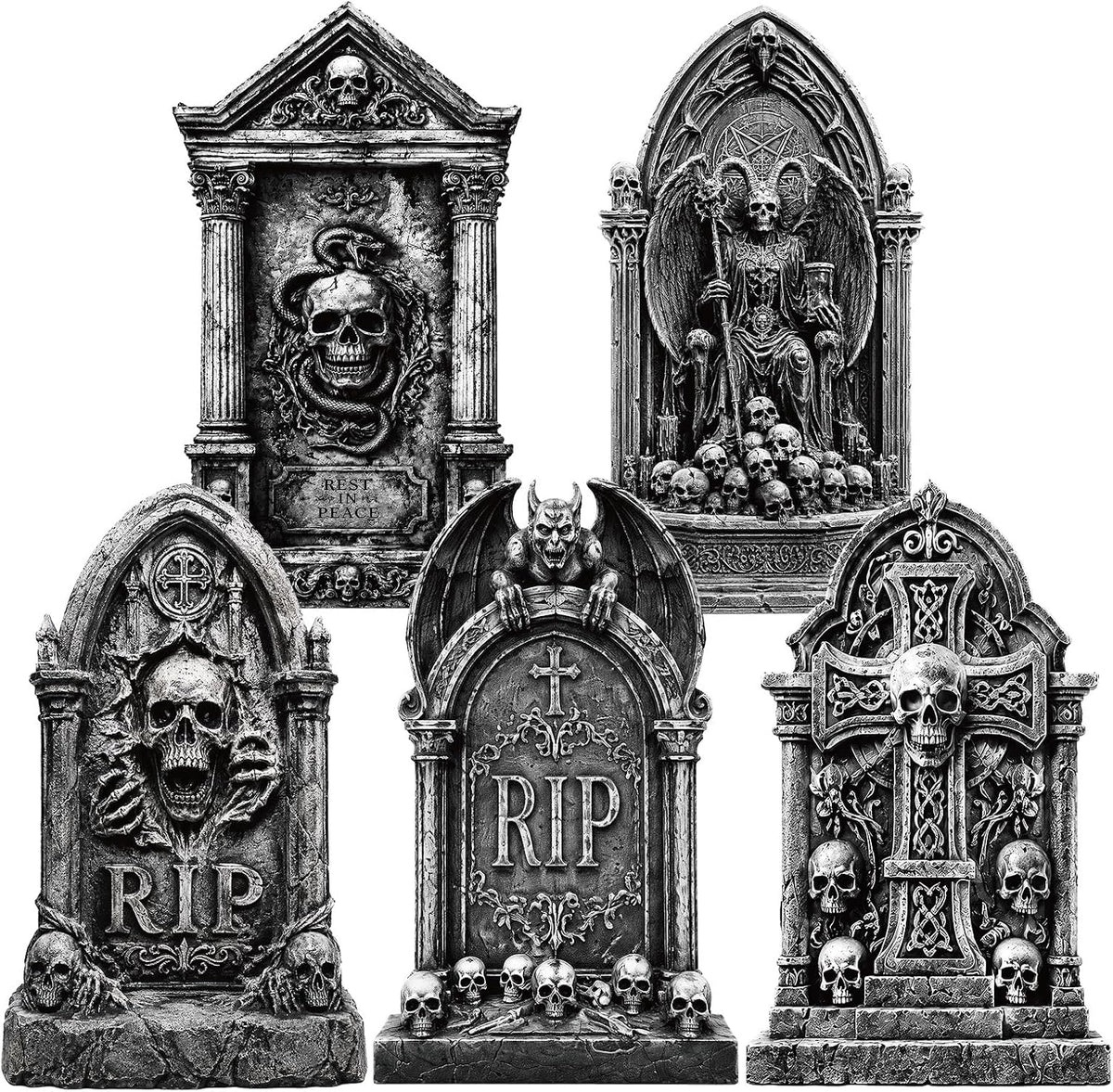 25" Halloween Tombstones, 5PCS Halloween Decorations Outdoor Gravestone