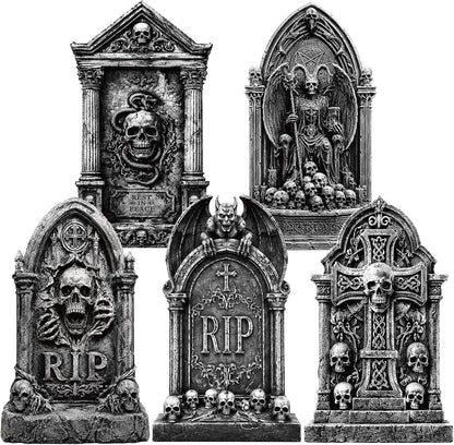 25" Halloween Tombstones, 5PCS Halloween Decorations Outdoor Gravestone