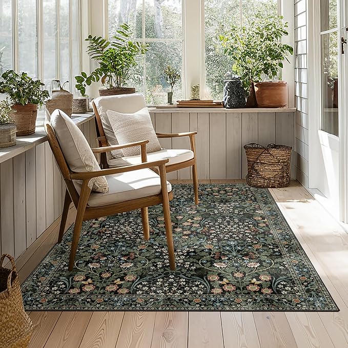 MUJOO 3x5 Rug Washable, Floral Area Rug - Image 7