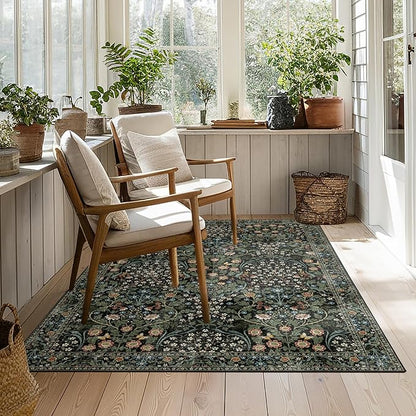 MUJOO 3x5 Rug Washable, Floral Area Rug - Image 7