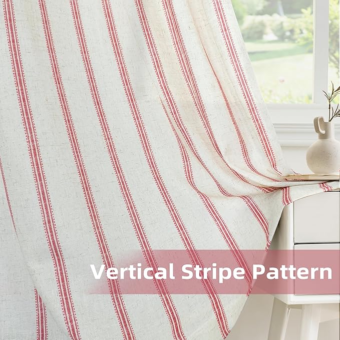 DriftAway Farmhouse Vertical Striped Linen Blend Textured Light Filtering Semi - Image 6