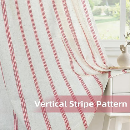 DriftAway Farmhouse Vertical Striped Linen Blend Textured Light Filtering Semi - Image 6