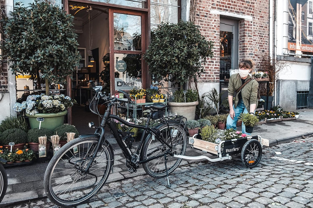 Burley Flatbed Bicycle Trailer (FLATBED) Holds Long Items, Up to 100 lbs (45 ...