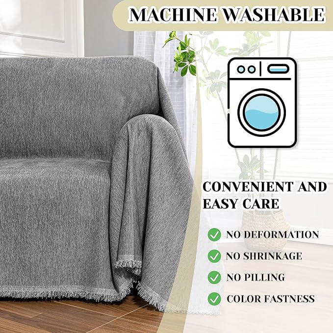 MEETSKY Small Couch Cover Oversized Chair Cover Washable Sofa Cover Grey Couch - Image 5