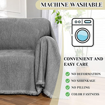 MEETSKY Small Couch Cover Oversized Chair Cover Washable Sofa Cover Grey Couch - Image 5