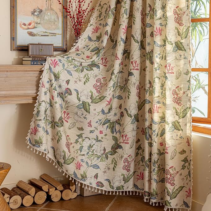 ENJOYBRIDAL Floral Curtains 84 Inch Long Living Room Boho Drapes Bedroom 2 - Image 2