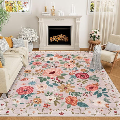 DUKINO 9x12 Area Rug, Floral Rugs by DUKINO