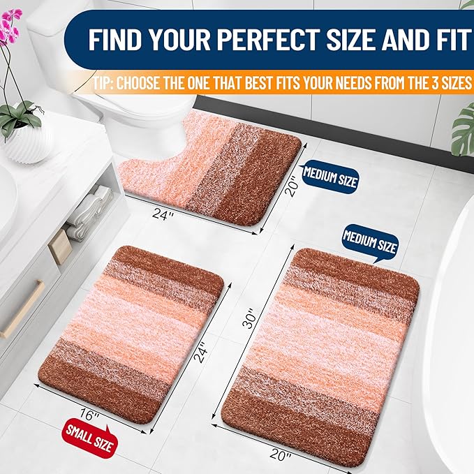 OLANLY Luxury Toilet Rugs U-Shaped 24x20, Extra Soft and Absorbent Microfiber - Image 2