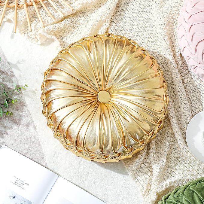 1 Pcs Round Throw Pillows Decorative Polyester Pleated Throw Pillows 15'' - Image 6