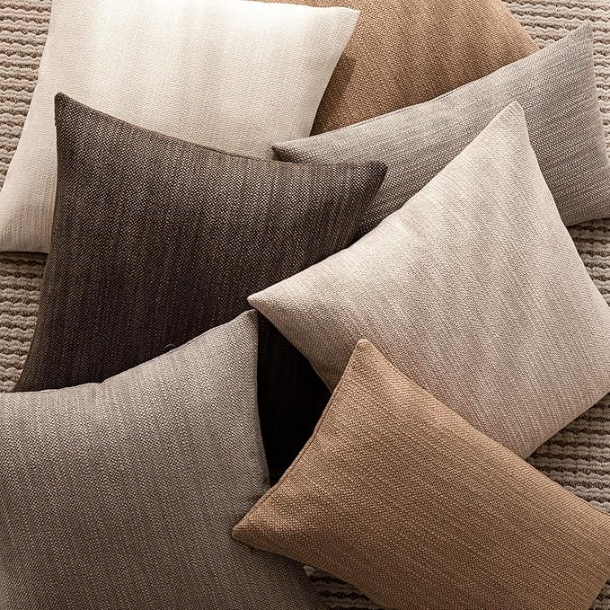 Foindtower Set of 2 Decorative Textured Burlap Linen Throw Pillow Covers - Image 6