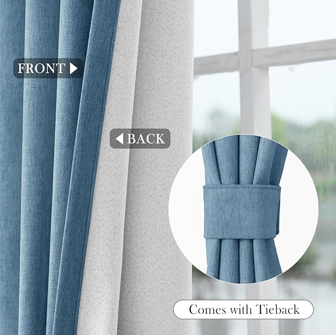 Macochico Thermal Blackout Chenille Curtains 100% Blackout Window Draperies - Image 6