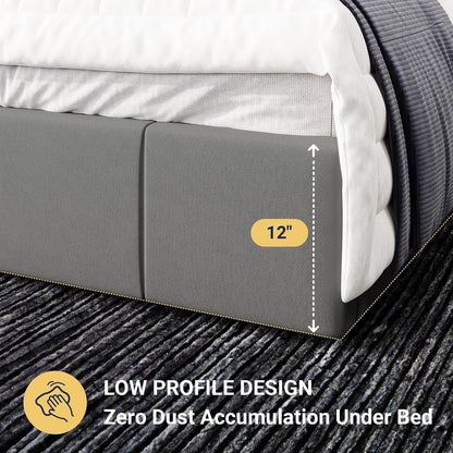 allewie full size dutch velvet upholstered platform bed showing dimensions