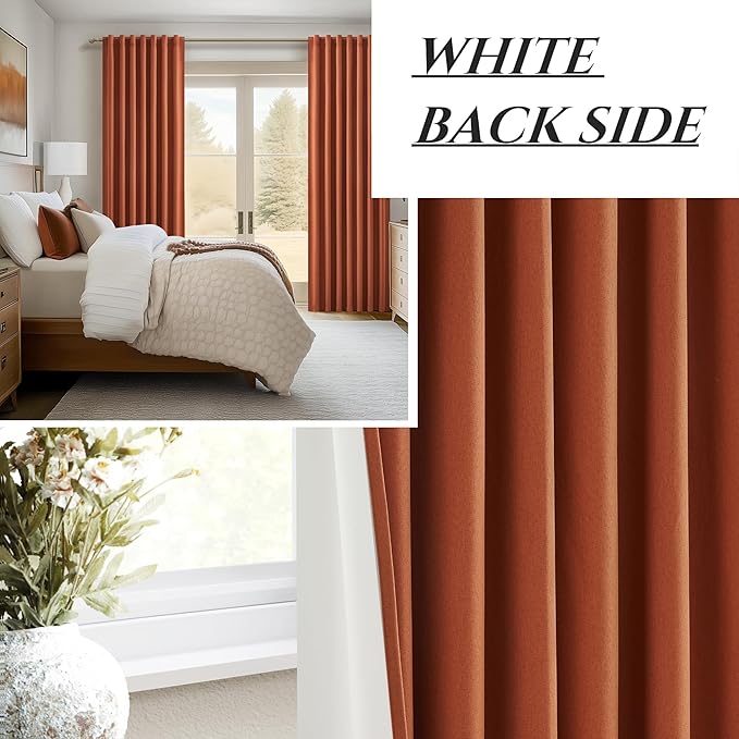 Fall Burnt Orange Curtains Blackout 96 Inches Long 2 Panels Set, Terracotta - Image 7