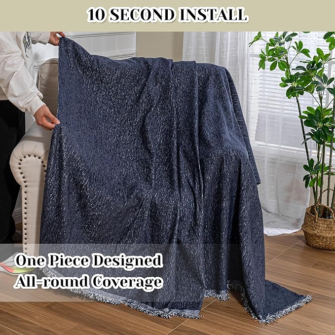 MEETSKY Navy Blue Couch Cover Sofa Covers Single Recliner Couch Cover, Sofa - Image 4