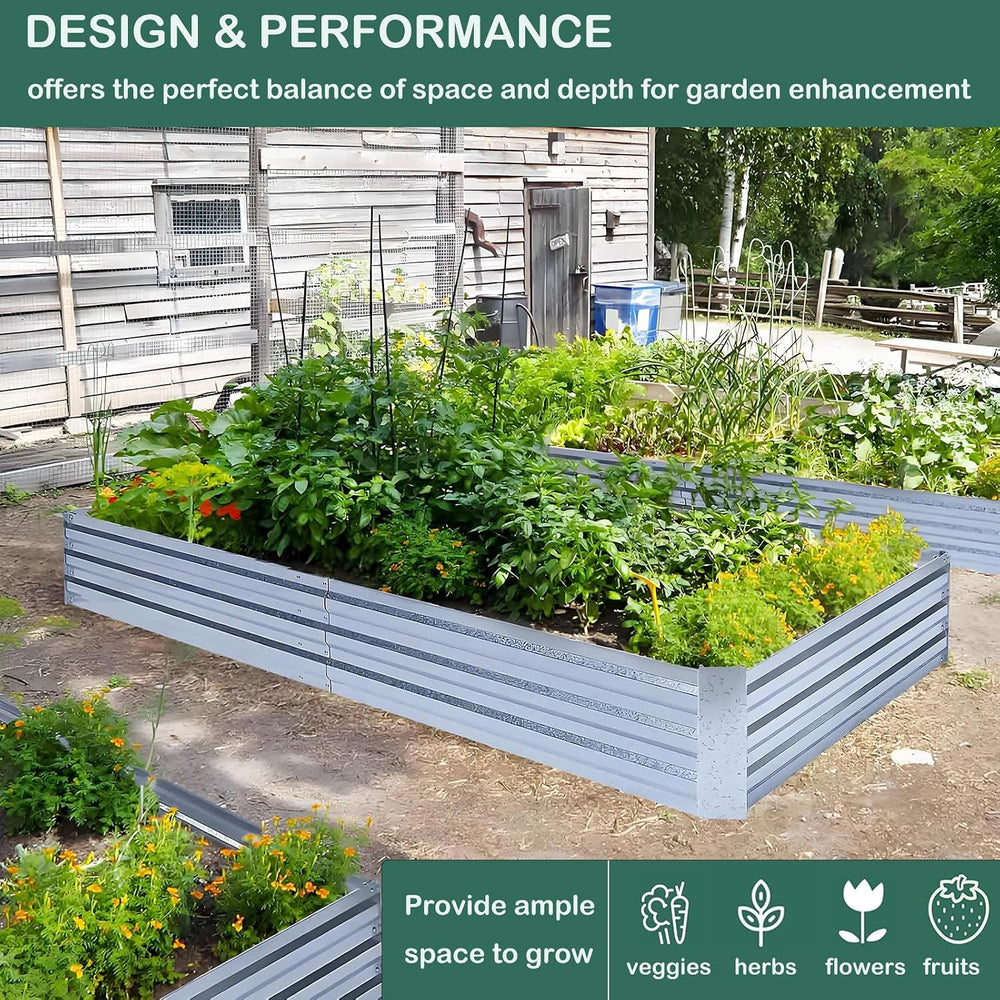 Galvanized Raised Garden Bed 8x4x1ft Single Unit