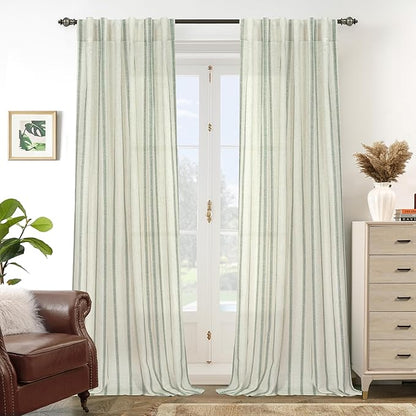 DriftAway Farmhouse Vertical Striped Linen Blend Textured Light Filtering Semi by DriftAway