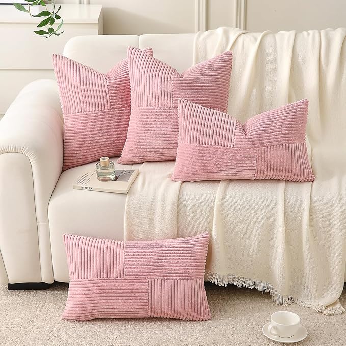 Pink Throw Pillow Covers 24x24 inch, Farmhouse Home Decor, Boho Decorative - Image 2