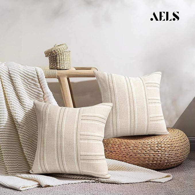 AELS 16x16 Decorative Farmhouse Linen Throw Pillow Covers, Boho Textured Pillow - Image 5