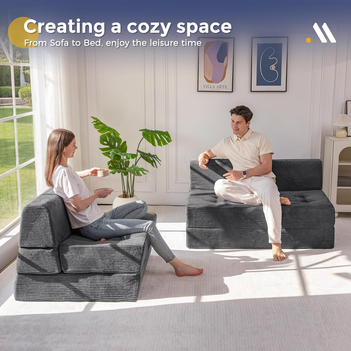 maxyoyo folding sofa bed, 8-inch fold-out chair bed, side view