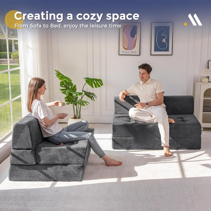 maxyoyo folding sofa bed, 8-inch fold-out chair bed, side view