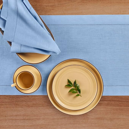 Solino Home Linen Cornflower Blue Table Runner 90 Inches Long - Image 3