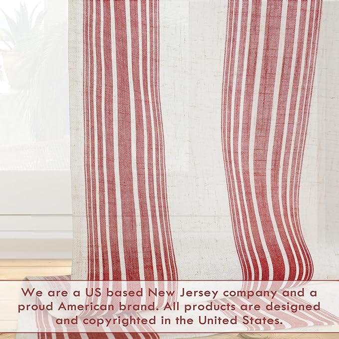 DriftAway Farmhouse Vertical Striped Linen Blend Textured Light Filtering Semi - Image 6