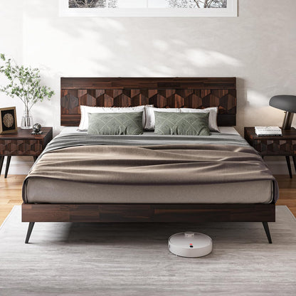 bme georgina king bedframe with geometric headboard, mid, main product view